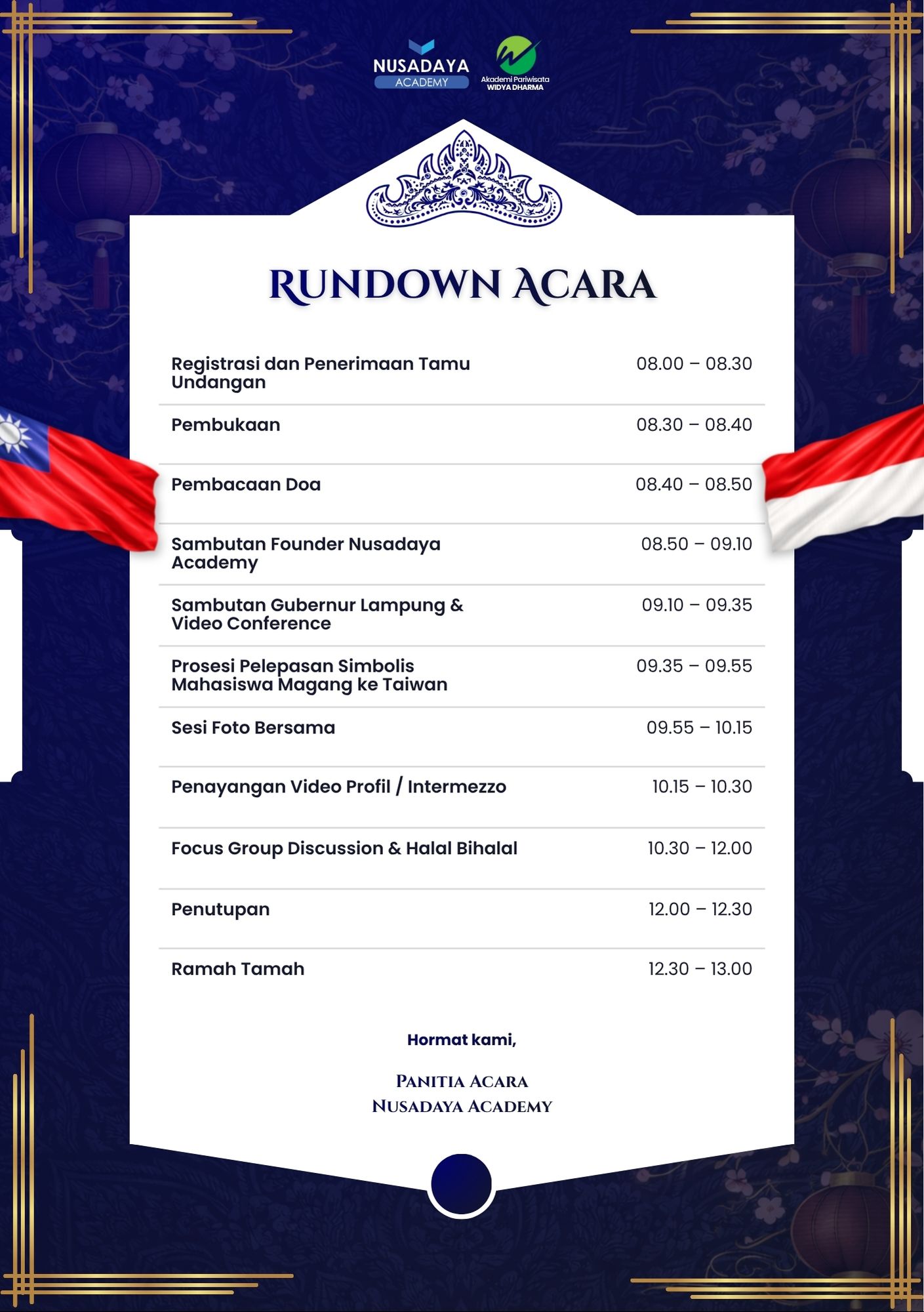 Referensi tampilan rundown undangan